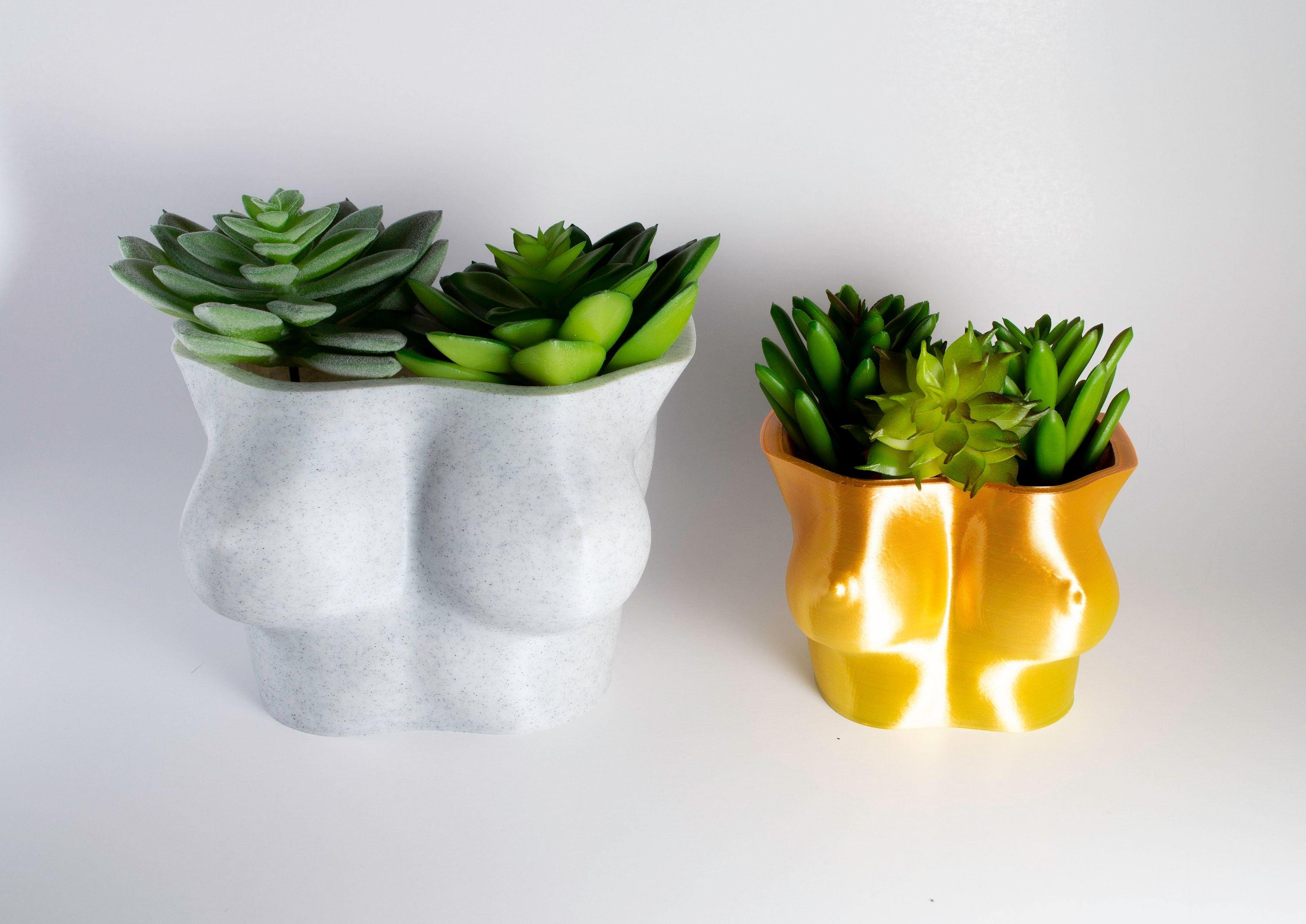 marble and gold boob planter