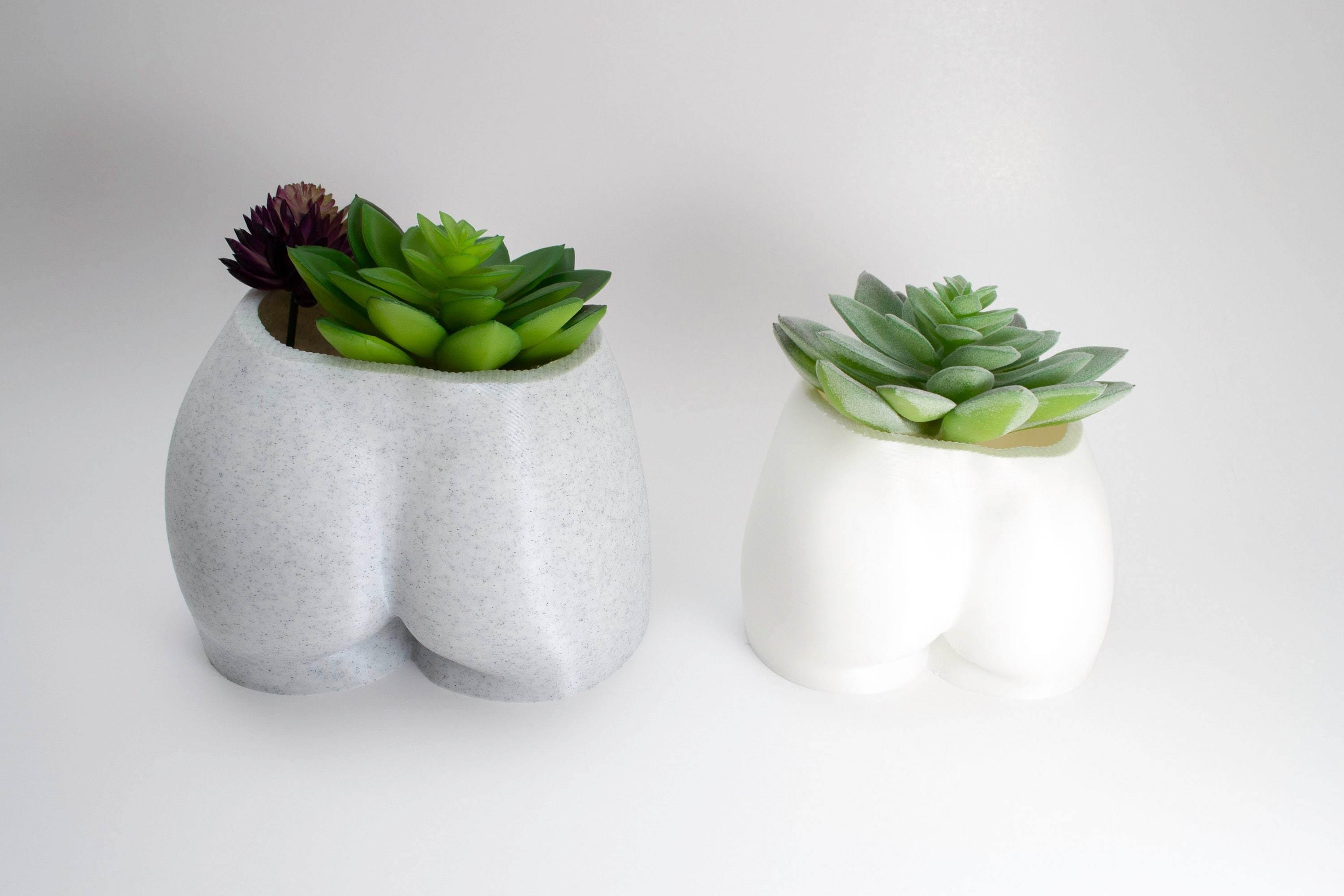 marble and white butt planter